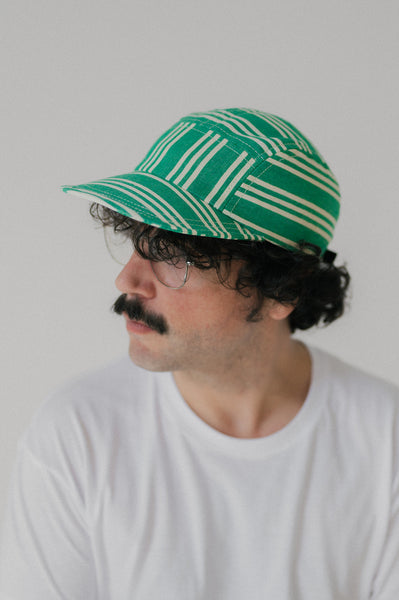 Gorra Cinco Paneles Rayas Verde