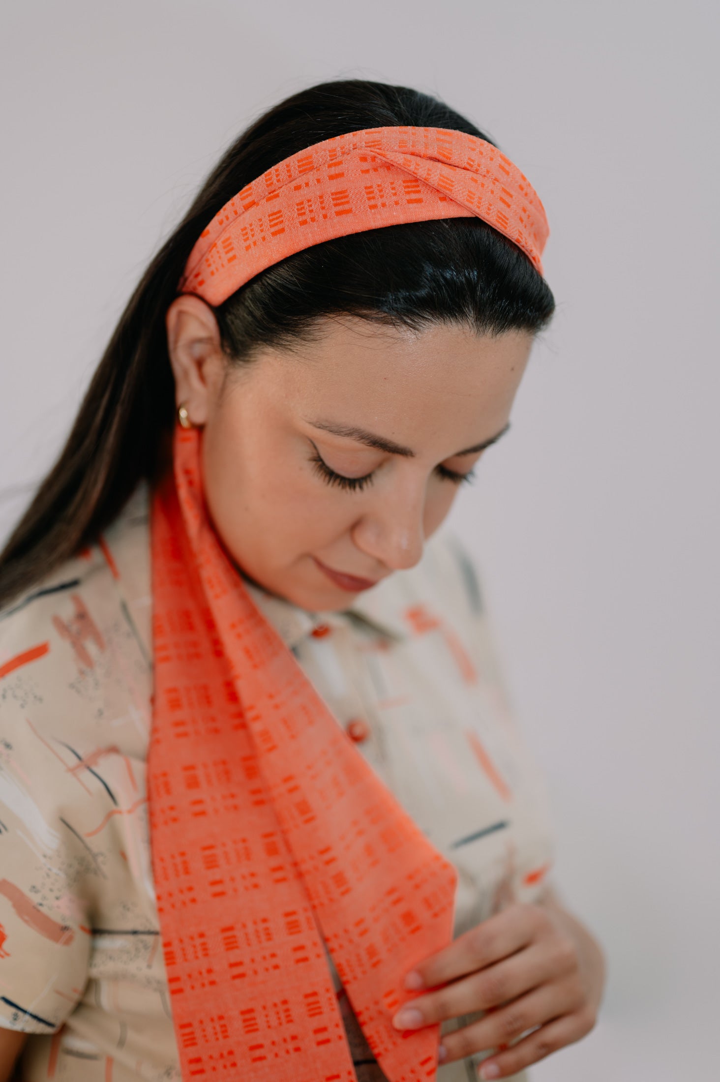 Diadema con lazada Naranja Fluor