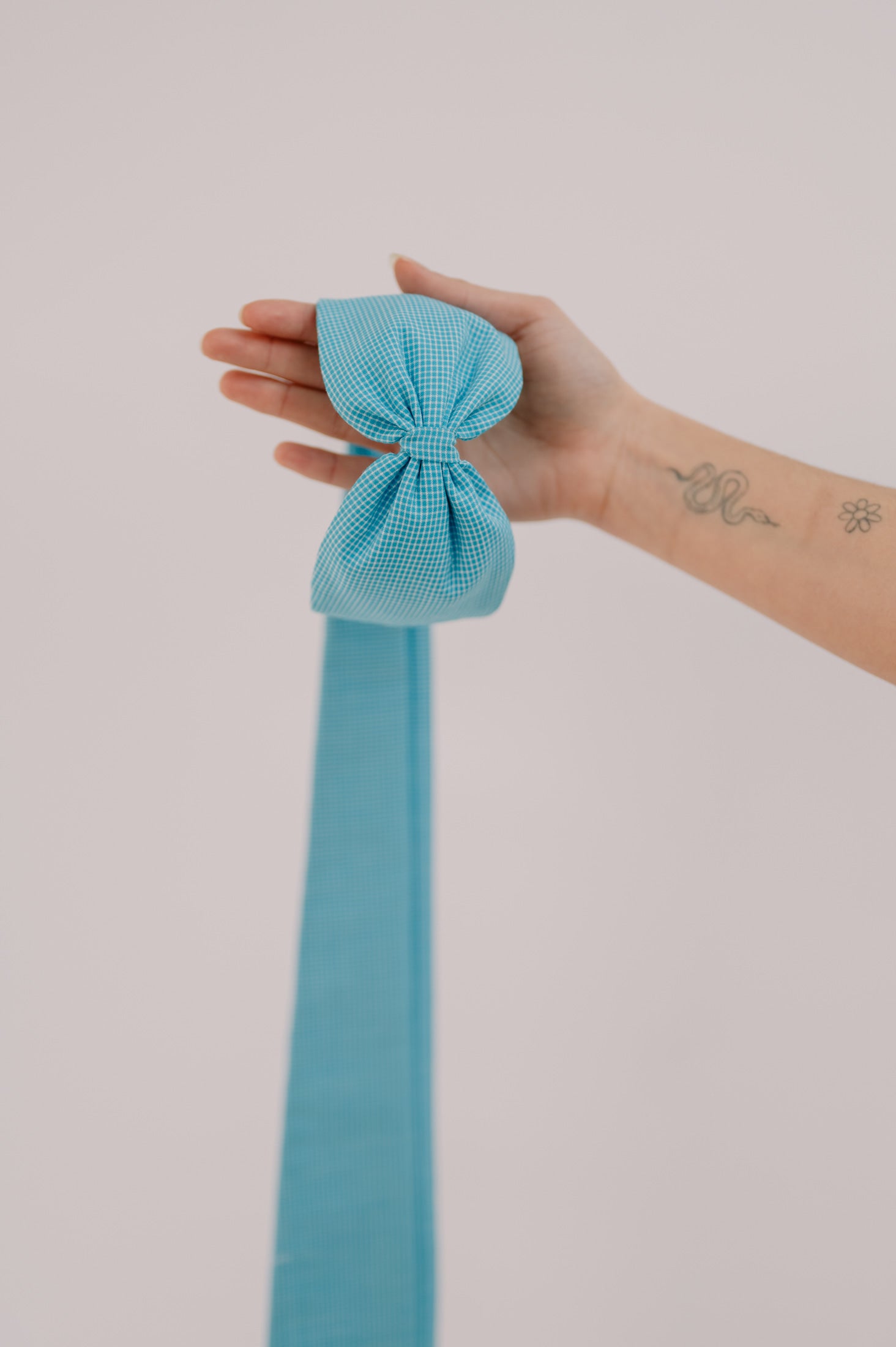 Diadema con lazada Azul cuadros