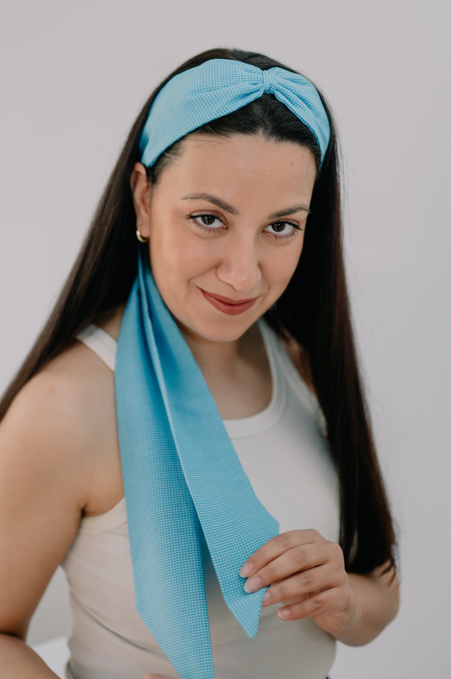 Diadema con lazada Azul cuadros