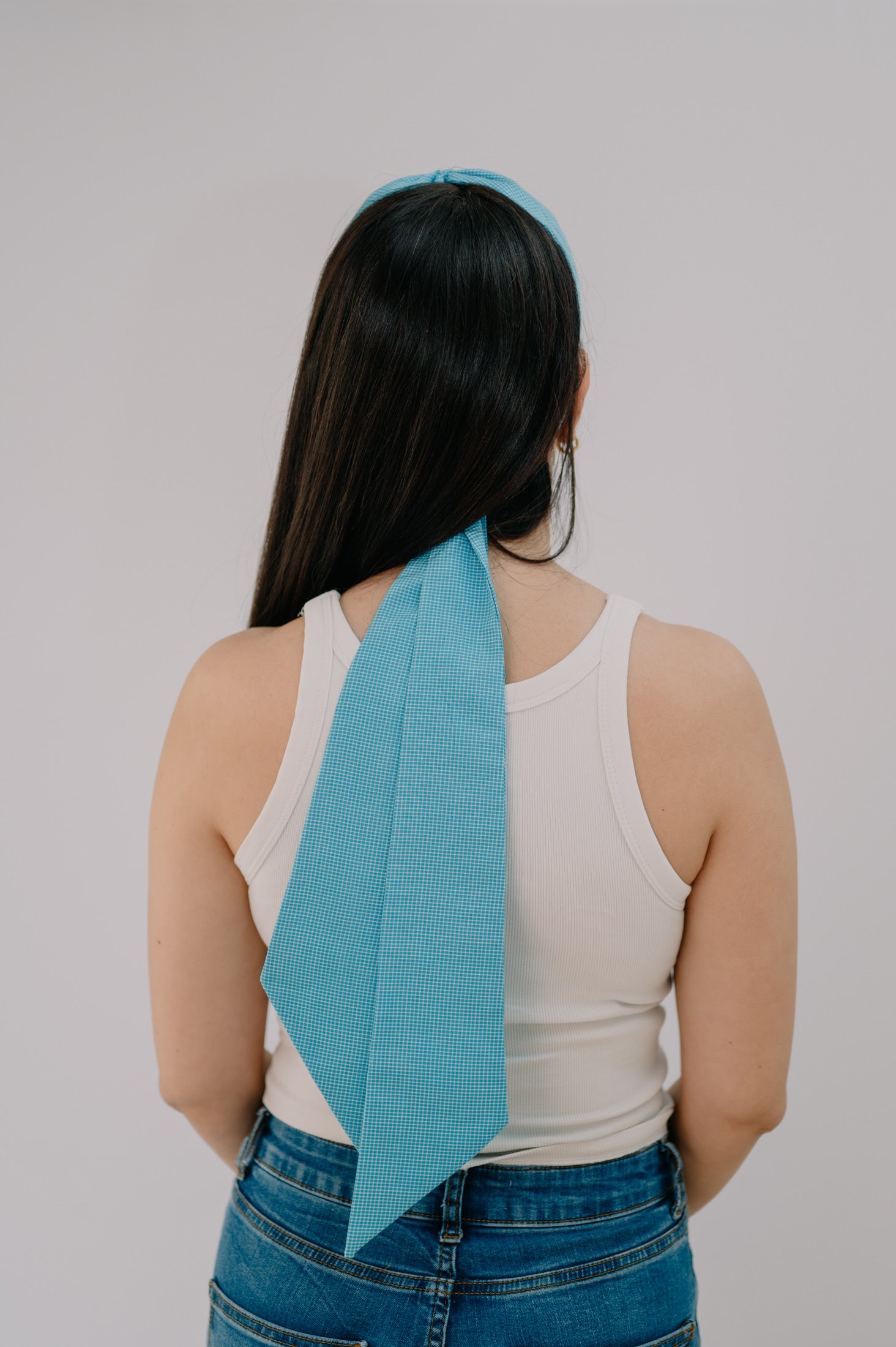 Diadema con lazada Azul cuadros