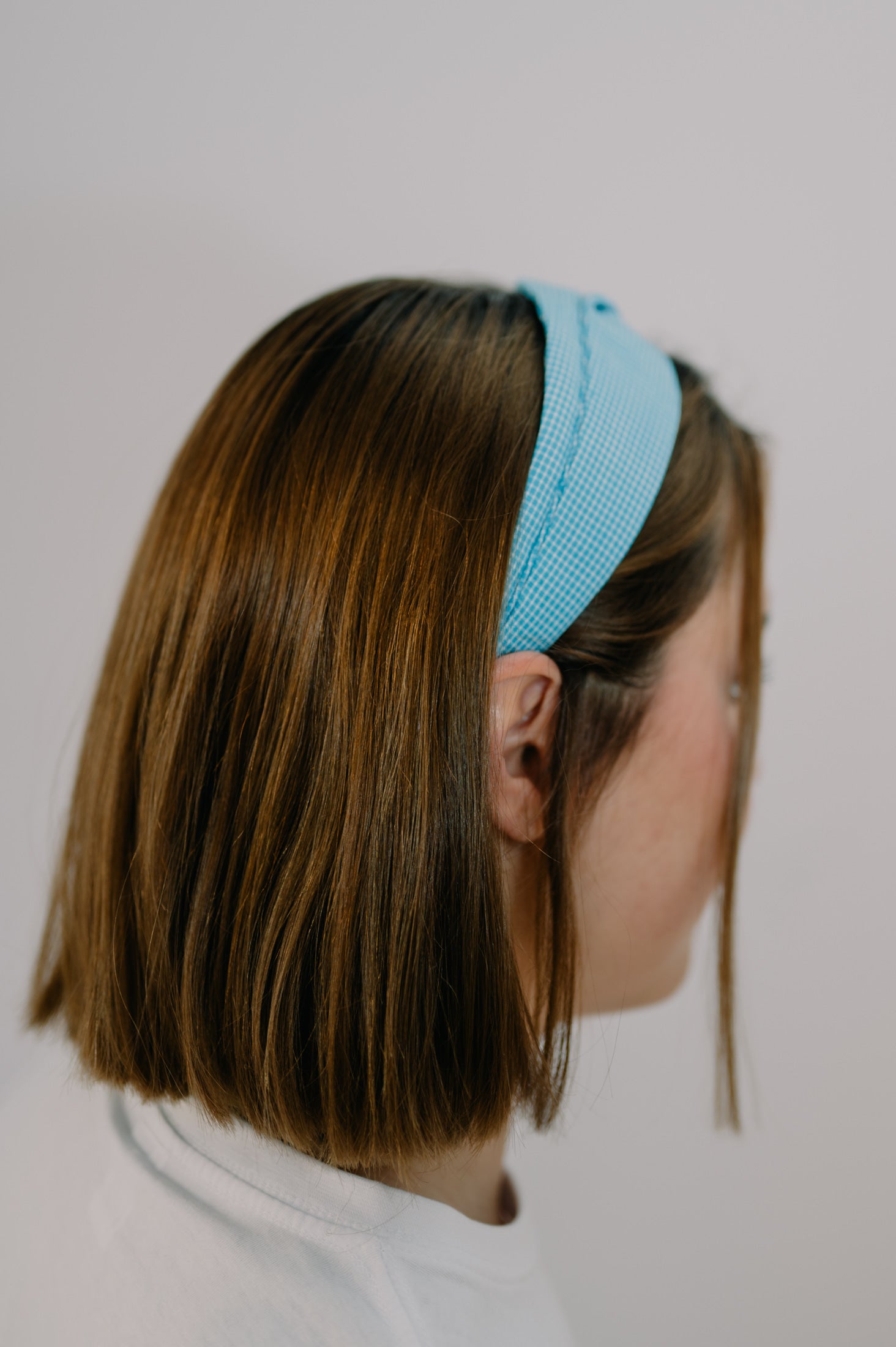 Diadema fina Azul Cuadros